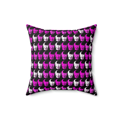 Pink Purple White Skulls Grid Spun Polyester Square Pillow-Home Decor-Geotrott