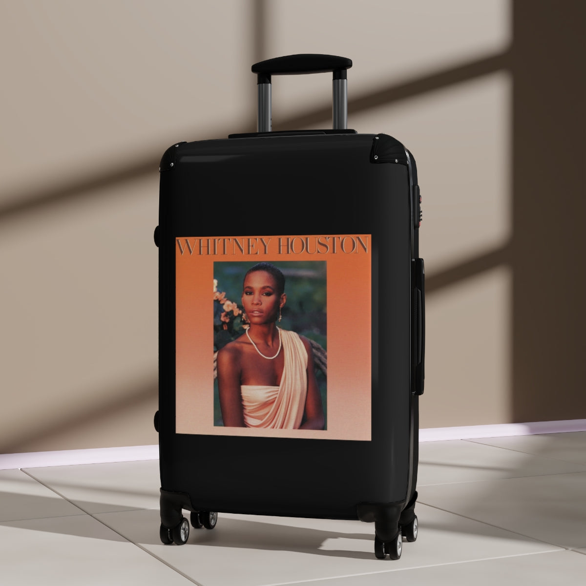 Getrott Whitney Houston Whitney Houston 1985 Black Cabin Suitcase Extended Storage Adjustable Telescopic Handle Double wheeled Polycarbonate Hard-shell Built-in Lock-Bags-Geotrott
