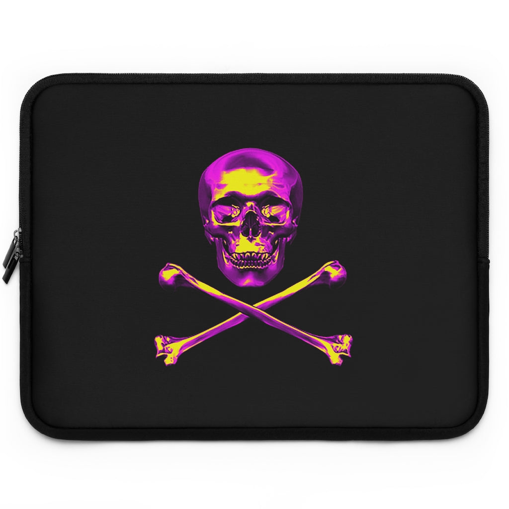 Getrott Pink Skull and Bones Black Laptop Sleeve