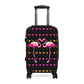 Getrott Pink Flamingos Kissing Black Cabin Luggage Inner Pockets Extended Storage Adjustable Telescopic Handle Inner Pockets Double wheeled Polycarbonate Hard-shell Built-in Lock