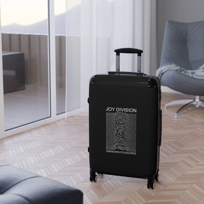 Getrott Joy Division Unknown Pleasures 1979 Black Cabin Suitcase Extended Storage Adjustable Telescopic Handle Double wheeled Polycarbonate Hard-shell Built-in Lock-Bags-Geotrott