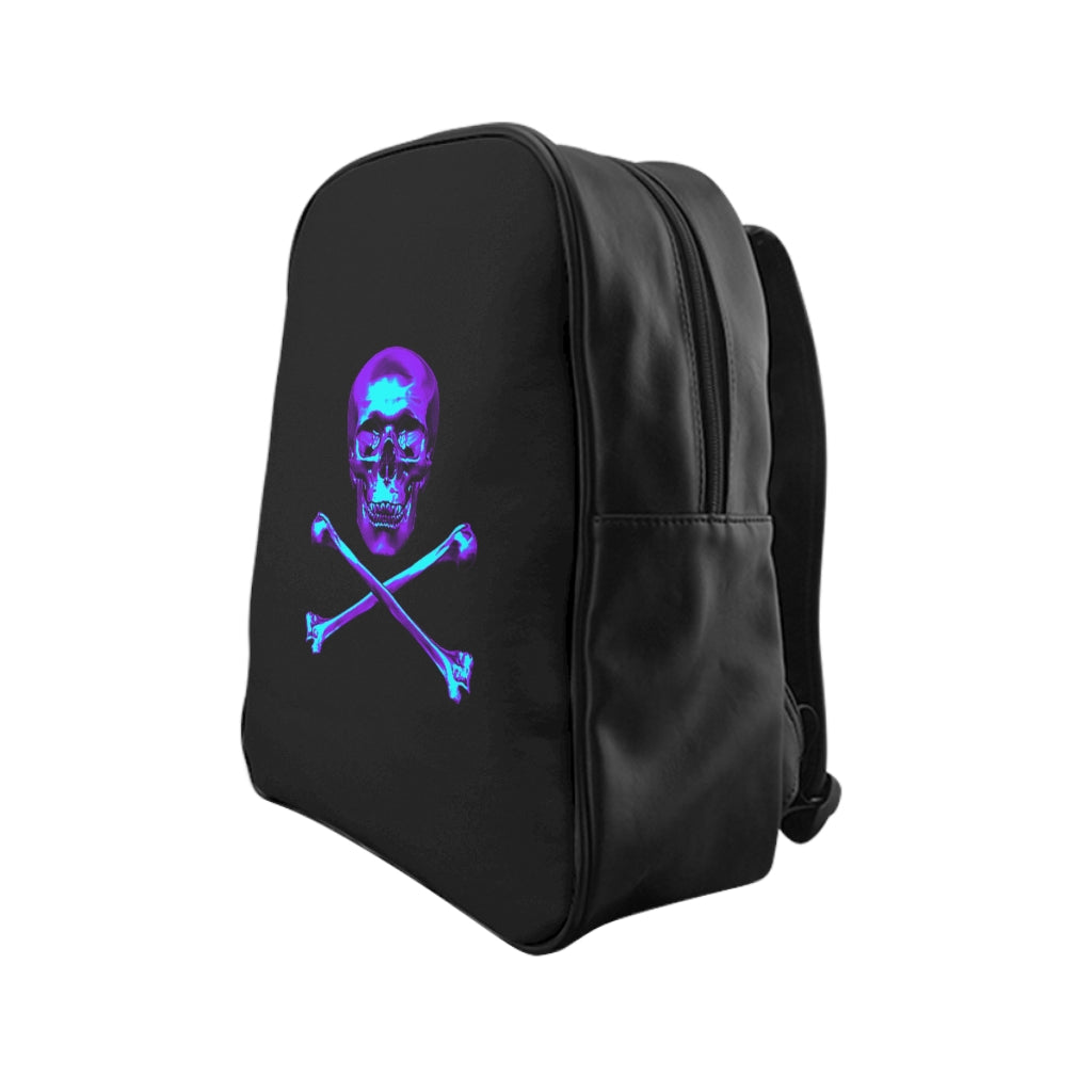Getrott Skull and Bones Black Purple Blue School Backpack Carry-On Travel Check Luggage 4-Wheel Spinner Suitcase Bag Multiple Colors and Sizes-Bags-Geotrott