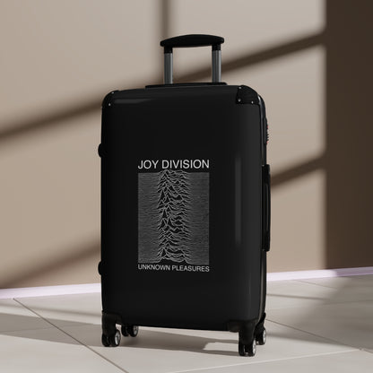 Getrott Joy Division Unknown Pleasures 1979 Black Cabin Suitcase Extended Storage Adjustable Telescopic Handle Double wheeled Polycarbonate Hard-shell Built-in Lock-Bags-Geotrott