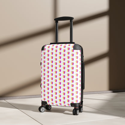 Getrott Cruise Ship Pink Pattern White Cabin Luggage Extended Storage Adjustable Telescopic Handle Double wheeled Polycarbonate Hard-shell Built-in Lock-Bags-Geotrott