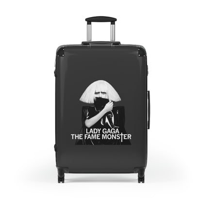 Getrott Lady Gaga The Fame Monster Black Cabin Suitcase Inner Pockets Extended Storage Adjustable Telescopic Handle Inner Pockets Double wheeled Polycarbonate Hard-shell Built-in Lock