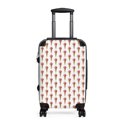 Getrott Ice Cream Cone Pink Print Pattern Cabin Suitcase Extended Storage Adjustable Telescopic Handle Double wheeled Polycarbonate Hard-shell Built-in Lock-Bags-Geotrott