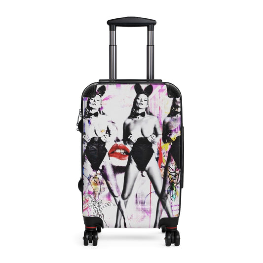 Getrott Eddy Bogaert Graffiti Art Girl Face Kate Moss Bunny Cabaret Cabin Suitcase Extended Storage Adjustable Telescopic Handle Double wheeled Polycarbonate Hard-shell Built-in Lock-Bags-Geotrott