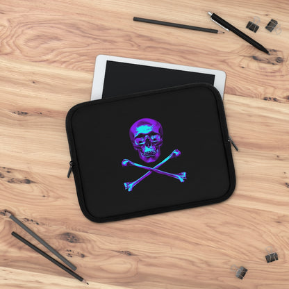 Getrott Purple Blue Skull and Bones Black Laptop Sleeve-Laptop Sleeve-Geotrott