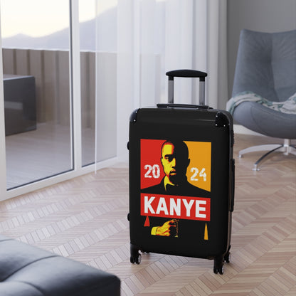 Getrott Kanye West for President 2024 Black Red Yellow Cabin Suitcase Extended Storage Adjustable Telescopic Handle Double wheeled Polycarbonate Hard-shell Built-in Lock-Bags-Geotrott