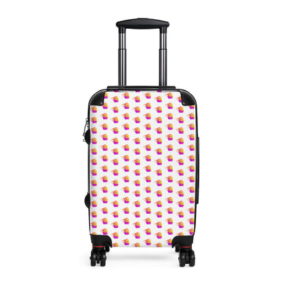 Getrott Old Sail Ships Pink Pattern White Cabin Luggage Inner Pockets Extended Storage Adjustable Telescopic Handle Inner Pockets Double wheeled Polycarbonate Hard-shell Built-in Lock