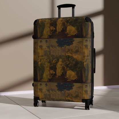 Getrott Adoration of the Magi (Leonardo) by Leonardo Da Vinci Black Cabin Suitcase Extended Storage Adjustable Telescopic Handle Double wheeled Polycarbonate Hard-shell Built-in Lock-Bags-Geotrott