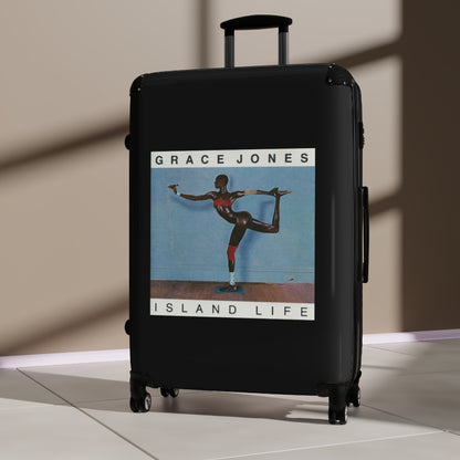 Getrott Grace Jones Island Life 1985 Black Cabin Suitcase Extended Storage Adjustable Telescopic Handle Double wheeled Polycarbonate Hard-shell Built-in Lock-Bags-Geotrott