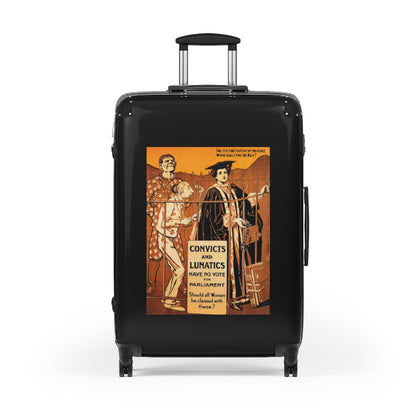 Getrott Convicts and Lunatics have No Vote for Parliament Black Cabin Suitcase Extended Storage Adjustable Telescopic Handle Double wheeled Polycarbonate Hard-shell Built-in Lock-Bags-Geotrott