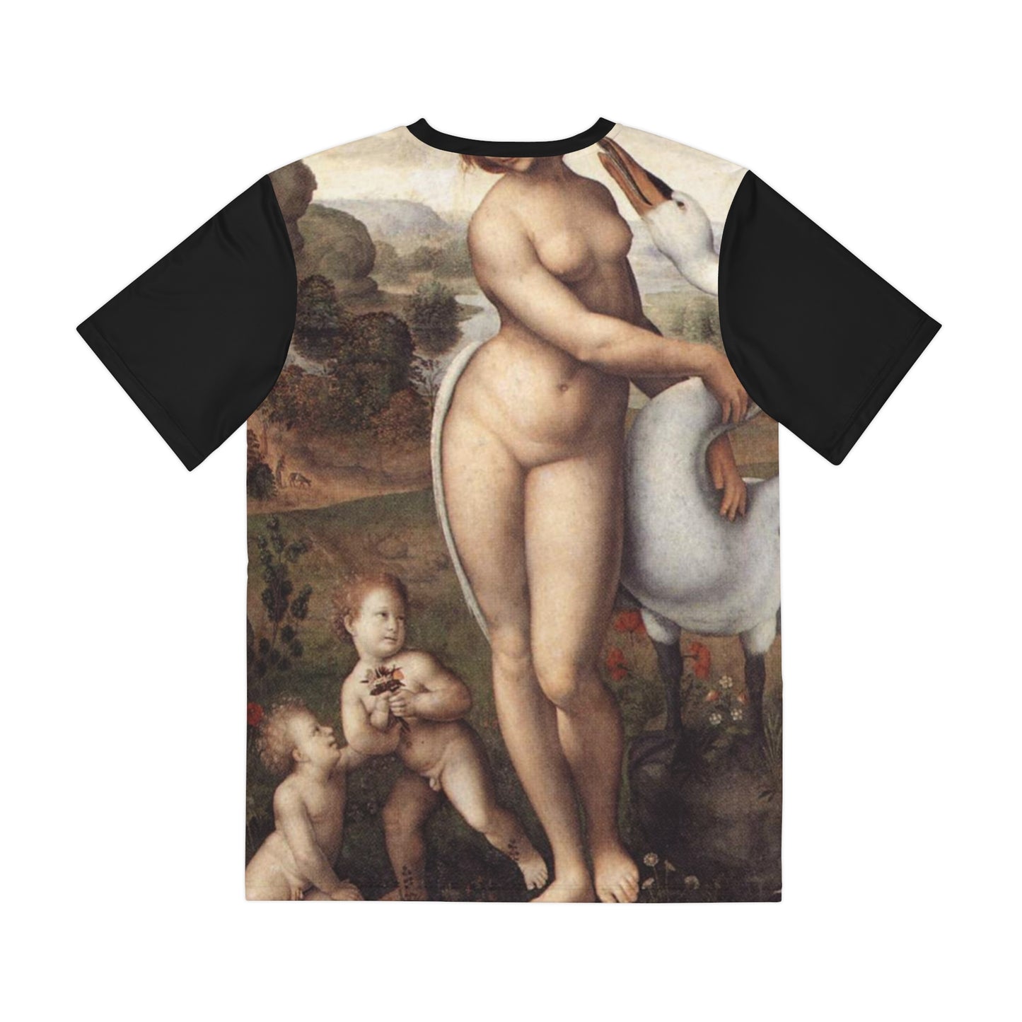 Leonardo da Vinci Painting Leda and the Swan 1510-1515 Classic Art Men's Polyester Tee (AOP)-All Over Prints-Geotrott