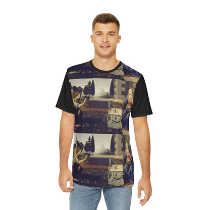 Leonardo da Vinci Annunciazione Grid Classic Art Men's Polyester Tee (AOP)-All Over Prints-Geotrott