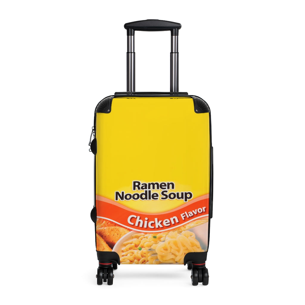 Getrott Ramen Noodles Yellow Cabin Suitcase Inner Pockets Extended Storage Adjustable Telescopic Handle Inner Pockets Double wheeled Polycarbonate Hard-shell Built-in Lock