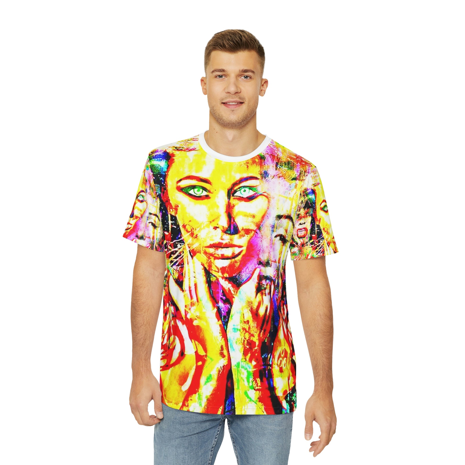 Copy of Copy of Copy of Copy of Copy of Copy of Copy of Copy of Eddy Bogaert Graffiti Bieber Statue of Liberty Art Men's Polyester Tee (AOP)-All Over Prints-Geotrott