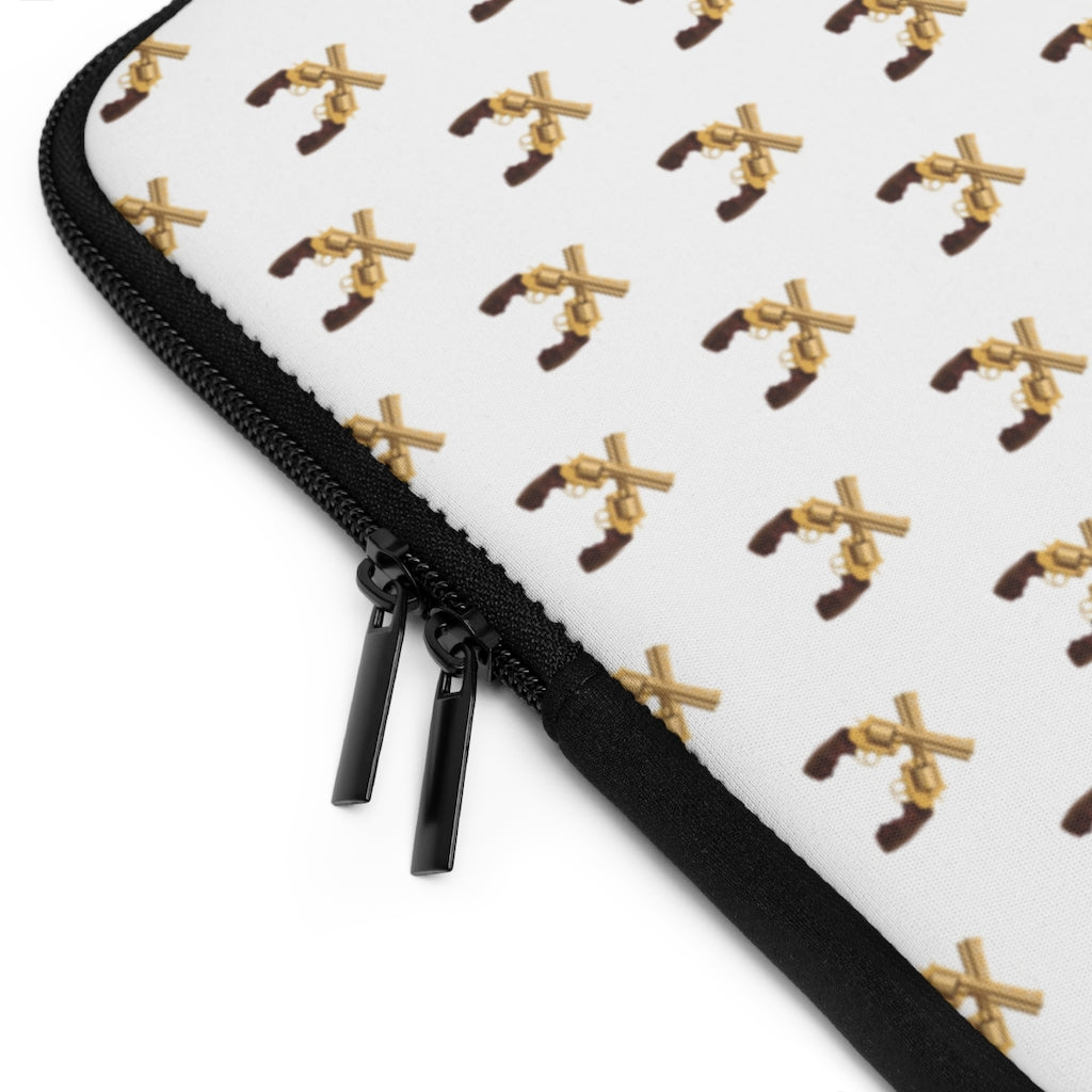 Getrott Gold Magnum Guns Pattern White Laptop Sleeve-Laptop Sleeve-Geotrott