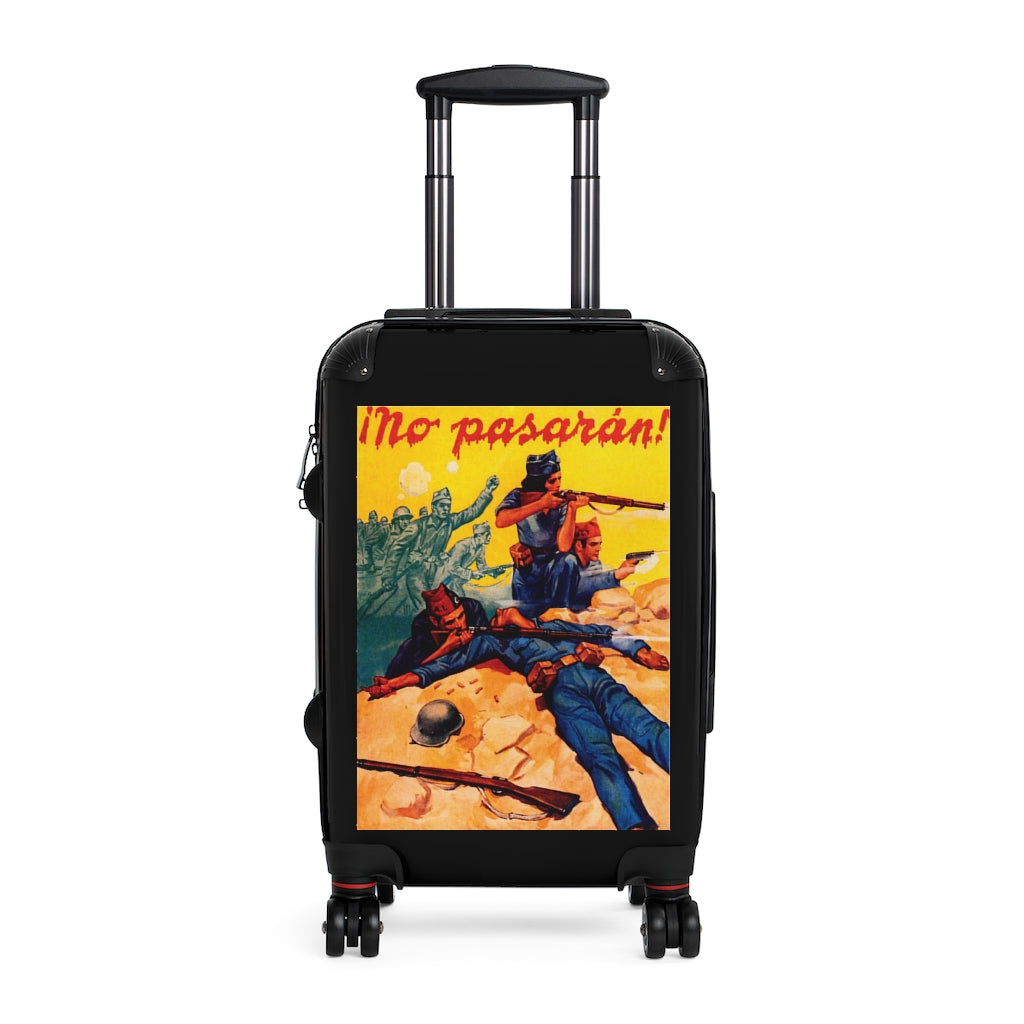 Getrott No Pasaran Spanish Civil War World Classic Poster Black Cabin Suitcase Inner Pockets Extended Storage Adjustable Telescopic Handle Inner Pockets Double wheeled Polycarbonate Hard-shell Built-in Lock