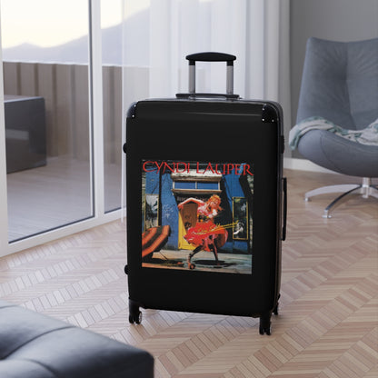 Getrott Cyndi Lauper Shes So Unusual 1983 Black Cabin Suitcase Extended Storage Adjustable Telescopic Handle Double wheeled Polycarbonate Hard-shell Built-in Lock-Bags-Geotrott