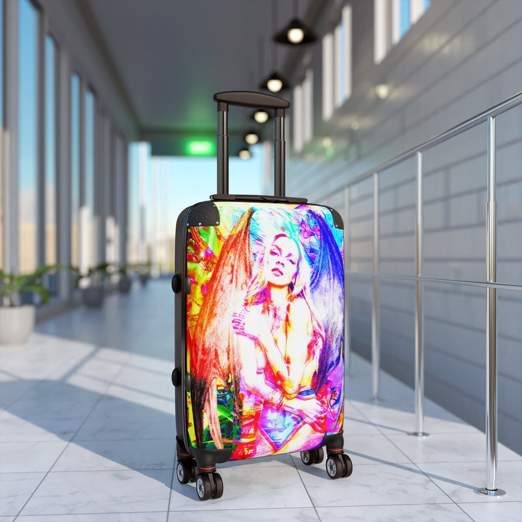 Getrott Evil Angel Graffiti Cabin Suitcase Extended Storage Adjustable Telescopic Handle Double wheeled Polycarbonate Hard-shell Built-in Lock-Bags-Geotrott