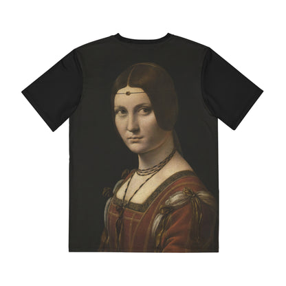 La Belle Ferronnière Painting by Leonardo da Vinci Classic Art Men's Polyester Tee (AOP)-All Over Prints-Geotrott