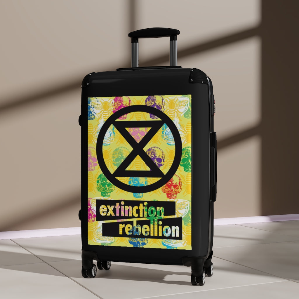 Getrott Extintion Rebellion Poster Black Cabin Suitcase Extended Storage Adjustable Telescopic Handle Double wheeled Polycarbonate Hard-shell Built-in Lock-Bags-Geotrott