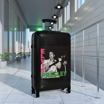 Getrott Elvis Presley Elvis Presley 1956 Black Cabin Suitcase Extended Storage Adjustable Telescopic Handle Double wheeled Polycarbonate Hard-shell Built-in Lock-Bags-Geotrott