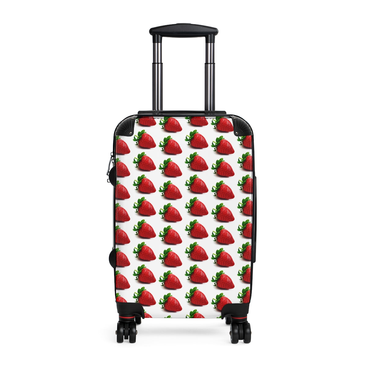 Getrott Strawberry Fruit Pattern Cabin Suitcase Inner Pockets Extended Storage Adjustable Telescopic Handle Inner Pockets Double wheeled Polycarbonate Hard-shell Built-in Lock