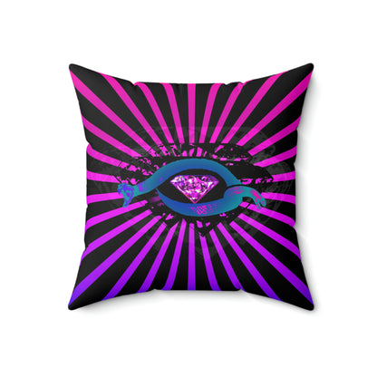 Geotrott Diamond Snake Eye Pink Purple Rays Spun Polyester Square Pillow-Home Decor-Geotrott