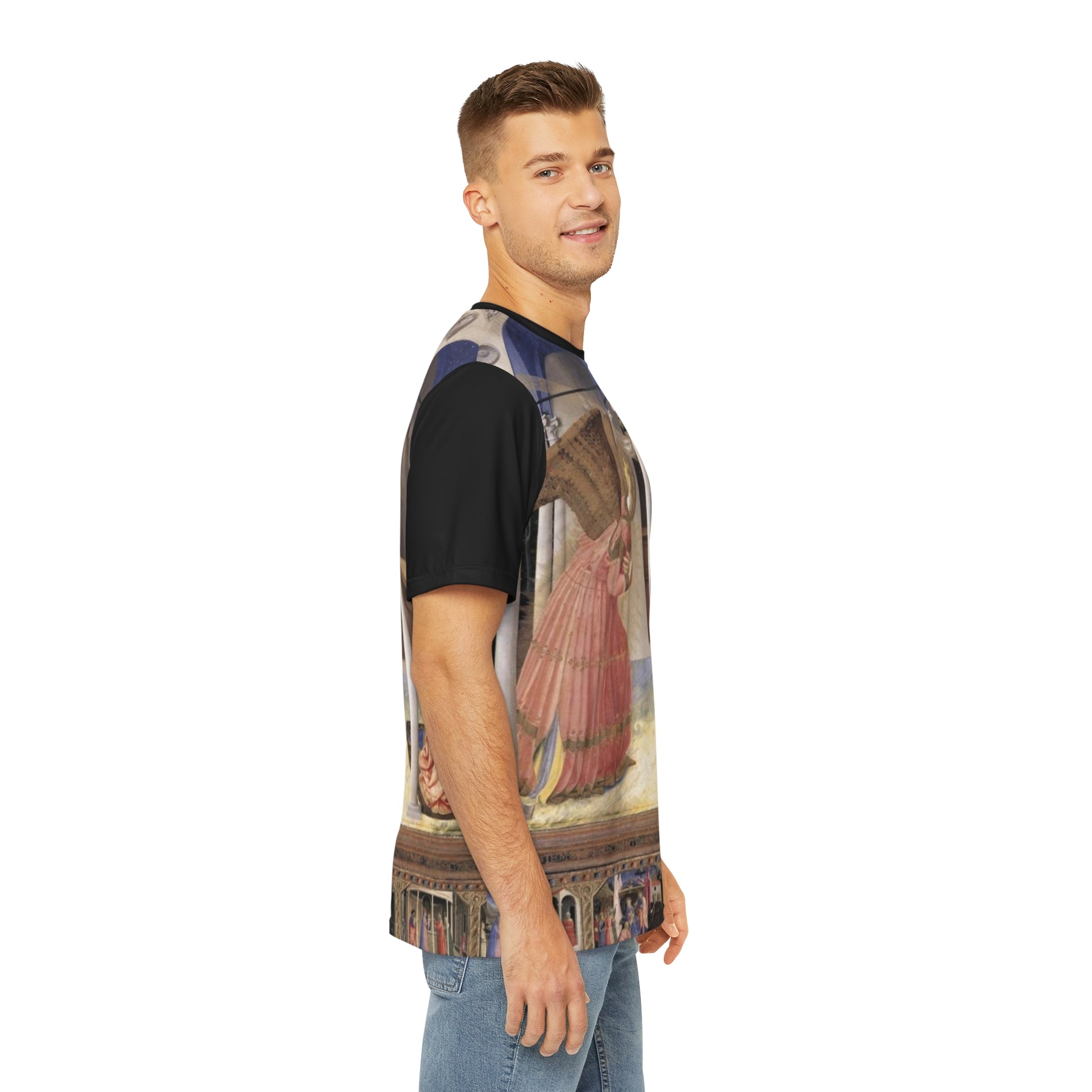 Leonardo da Vinci Annunciazione Classic Art Men's Polyester Tee (AOP)-All Over Prints-Geotrott