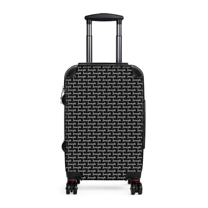 Getrott Personalized Joseph Name Pattern Black Cabin Suitcase Extended Storage Adjustable Telescopic Handle Double wheeled Polycarbonate Hard-shell Built-in Lock-Bags-Geotrott