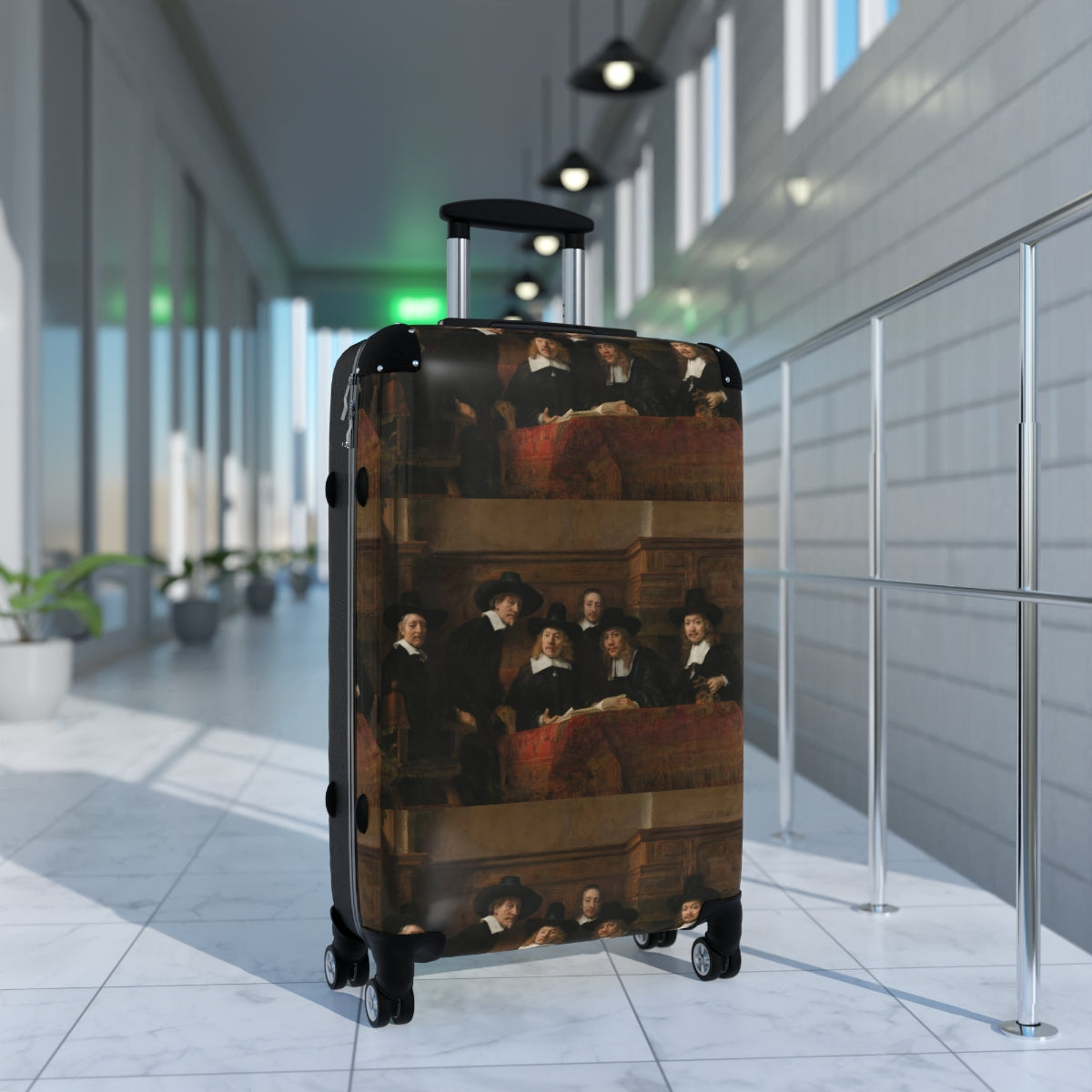 Getrott Syndics of the Drapers Guild by Rembrandt Black Cabin Suitcase Extended Storage Adjustable Telescopic Handle Double wheeled Polycarbonate Hard-shell Built-in Lock-Bags-Geotrott