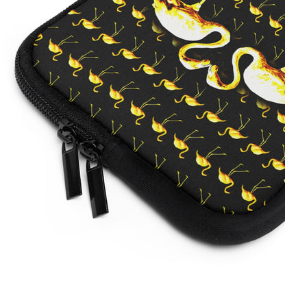 Getrott Yellow Flamingos Kissing Black Laptop Sleeve-Laptop Sleeve-Geotrott