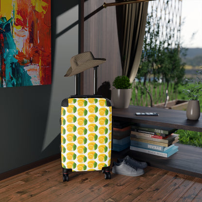 Getrott Lemons Fruit Print Pattern Cabin Suitcase Extended Storage Adjustable Telescopic Handle Double wheeled Polycarbonate Hard-shell Built-in Lock-Bags-Geotrott