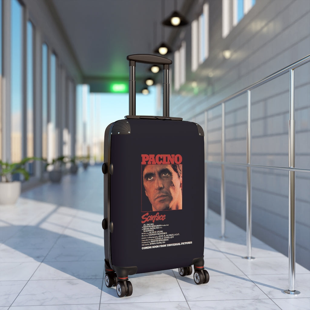 Getrott Scarface Movie Poster Collection Cabin Suitcase Inner Pockets Extended Storage Adjustable Telescopic Handle Inner Pockets Double wheeled Polycarbonate Hard-shell Built-in Lock