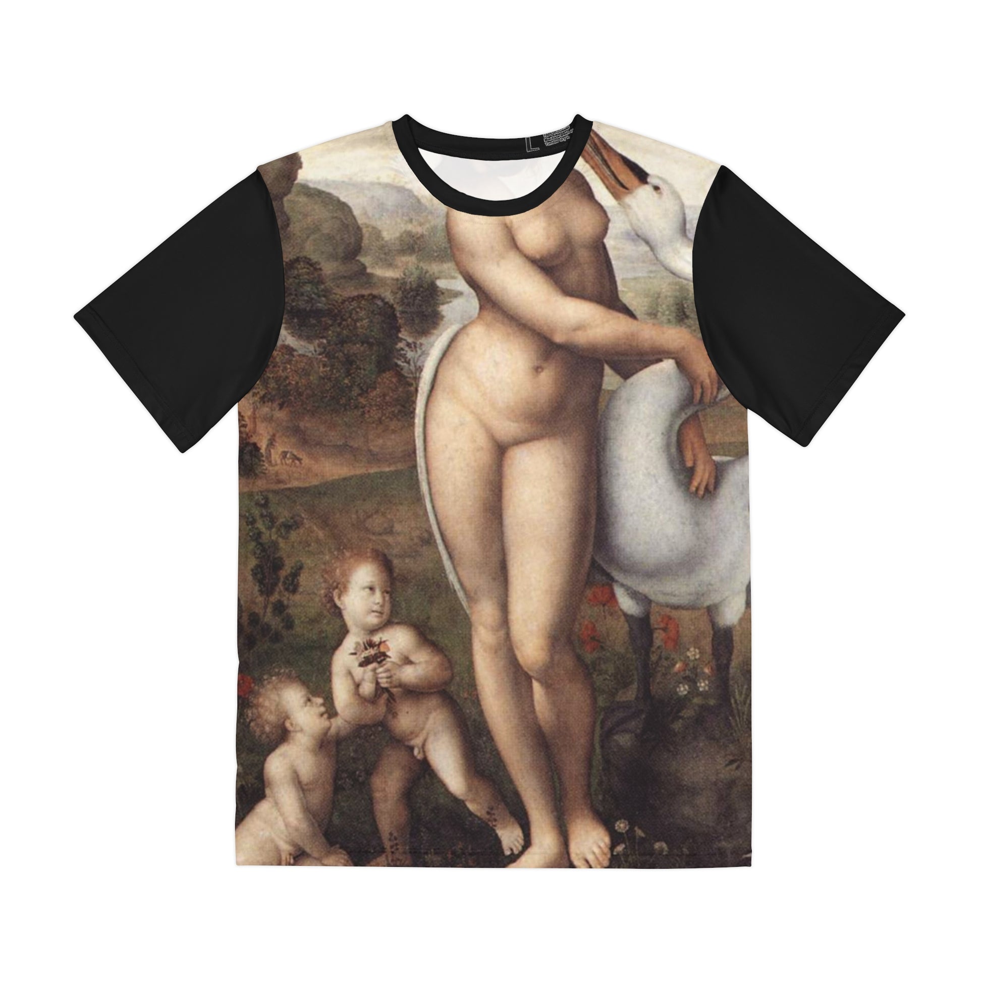 Leonardo da Vinci Painting Leda and the Swan 1510-1515 Classic Art Men's Polyester Tee (AOP)-All Over Prints-Geotrott