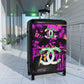 Getrott Chanellike Eddy Bogaert Graffiti Art Collection Black Cabin Suitcase Inner Pockets Extended Storage Adjustable Telescopic Handle Inner Pockets Double wheeled Polycarbonate Hard-shell Built-in Lock