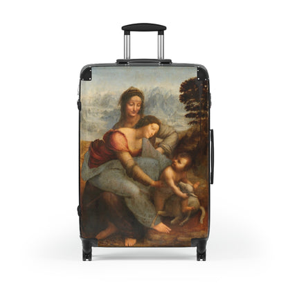 Getrott The Virgin and Child with Saint Anne by Leonardo Da Vinci Black Cabin Suitcase Extended Storage Adjustable Telescopic Handle Double wheeled Polycarbonate Hard-shell Built-in Lock-Bags-Geotrott