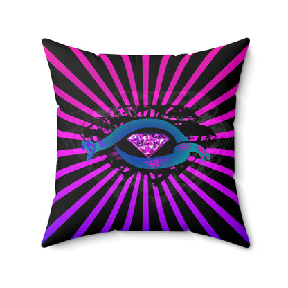 Geotrott Diamond Snake Eye Pink Purple Rays Spun Polyester Square Pillow