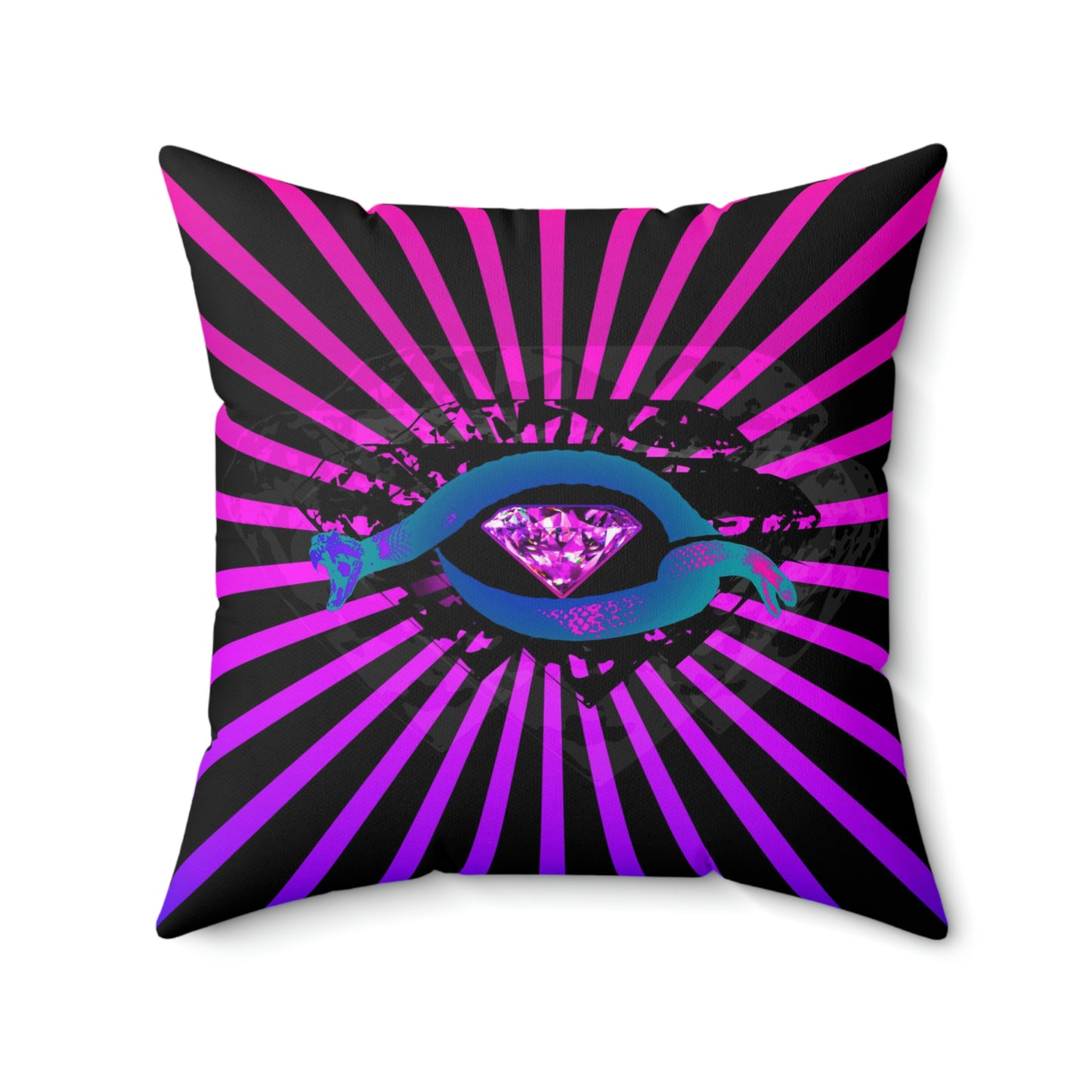 Geotrott Diamond Snake Eye Pink Purple Rays Spun Polyester Square Pillow-Home Decor-Geotrott