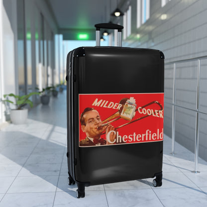 Getrott Milder Cooler Chesterfield Cigaretes World Classic Poster Black Cabin Suitcase Extended Storage Adjustable Telescopic Handle Double wheeled Polycarbonate Hard-shell Built-in Lock-Bags-Geotrott