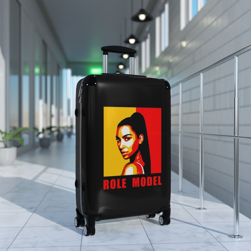 Getrott Kim Kardashian Role Model Black, Red, Yellow Cabin Suitcase Inner Pockets Extended Storage Adjustable Telescopic Handle Inner Pockets Double wheeled Polycarbonate Hard-shell Built-in Lock