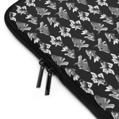 Getrott Black White Goldfish Pattern Black Laptop Sleeve-Laptop Sleeve-Geotrott