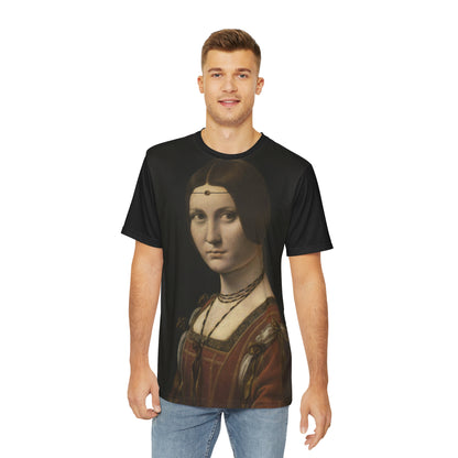 La Belle Ferronnière Painting by Leonardo da Vinci Classic Art Men's Polyester Tee (AOP)-All Over Prints-Geotrott