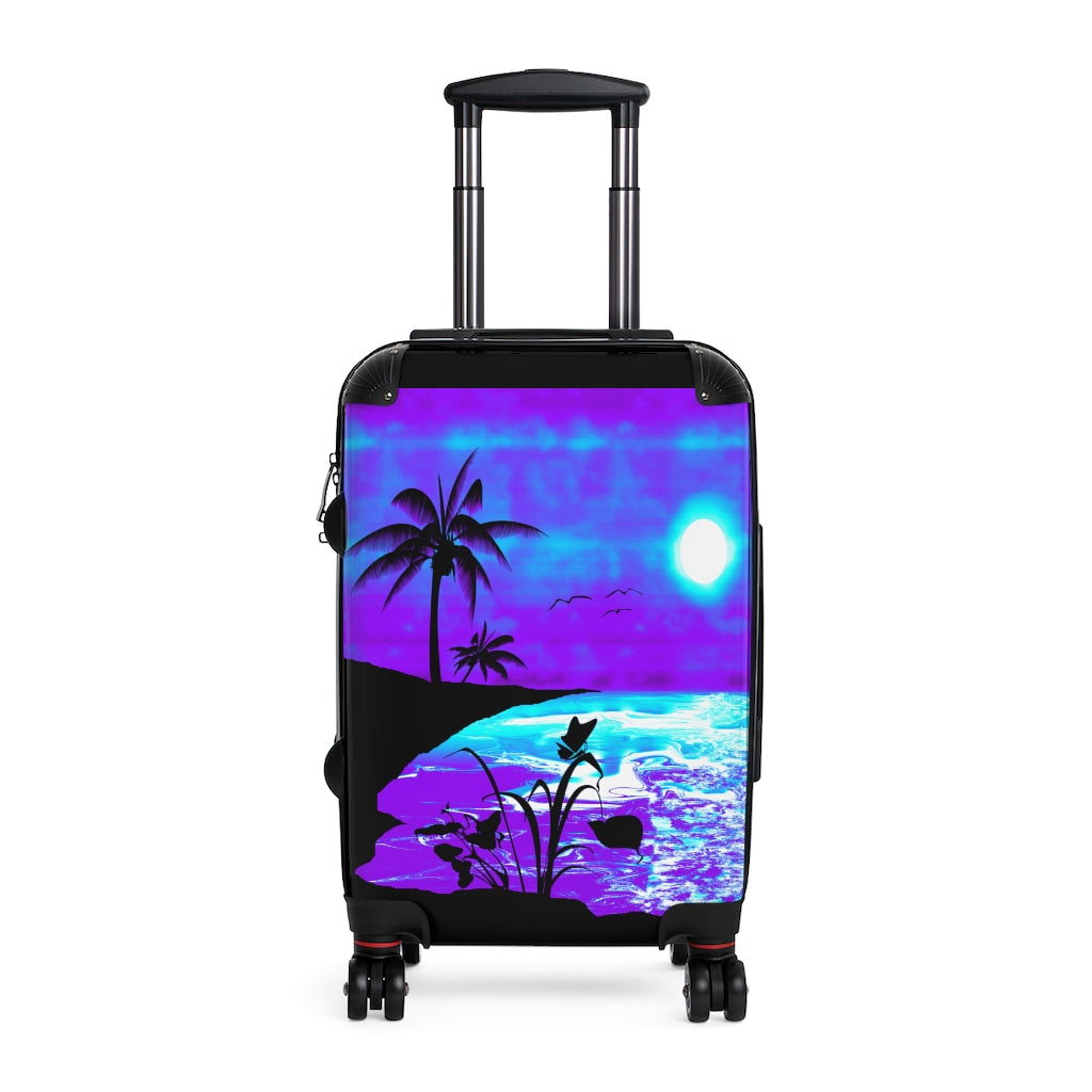 Getrott Neon Beach Sunset Purple San Juan Morro Art Cabin Suitcase Extended Storage Adjustable Telescopic Handle Double wheeled Polycarbonate Hard-shell Built-in Lock-Bags-Geotrott