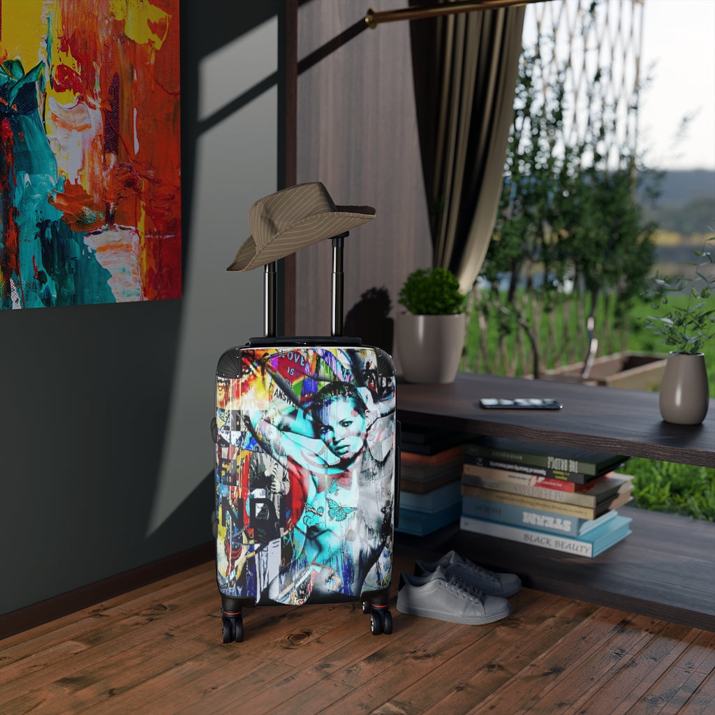 Getrott Kate Moss Graffiti Fashion Cabin Suitcase Extended Storage Adjustable Telescopic Handle Double wheeled Polycarbonate Hard-shell Built-in Lock-Bags-Geotrott