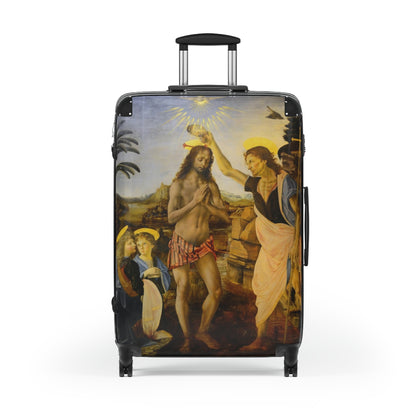 Getrott The Baptism of Christ (Verrocchio and Leonardo) Black Cabin Suitcase Extended Storage Adjustable Telescopic Handle Double wheeled Polycarbonate Hard-shell Built-in Lock-Bags-Geotrott