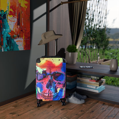 Getrott Eddy Bogaert Halloween Skull Graffiti Art Collection Poster 1 Black Cabin Suitcase Extended Storage Adjustable Telescopic Handle Double wheeled Polycarbonate Hard-shell Built-in Lock-Bags-Geotrott