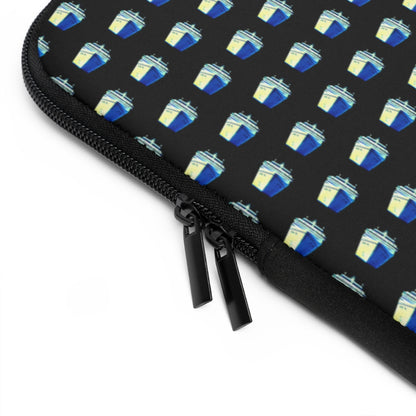 Getrott Old Blue Cruise Ships Pattern Black Laptop Sleeve-Laptop Sleeve-Geotrott